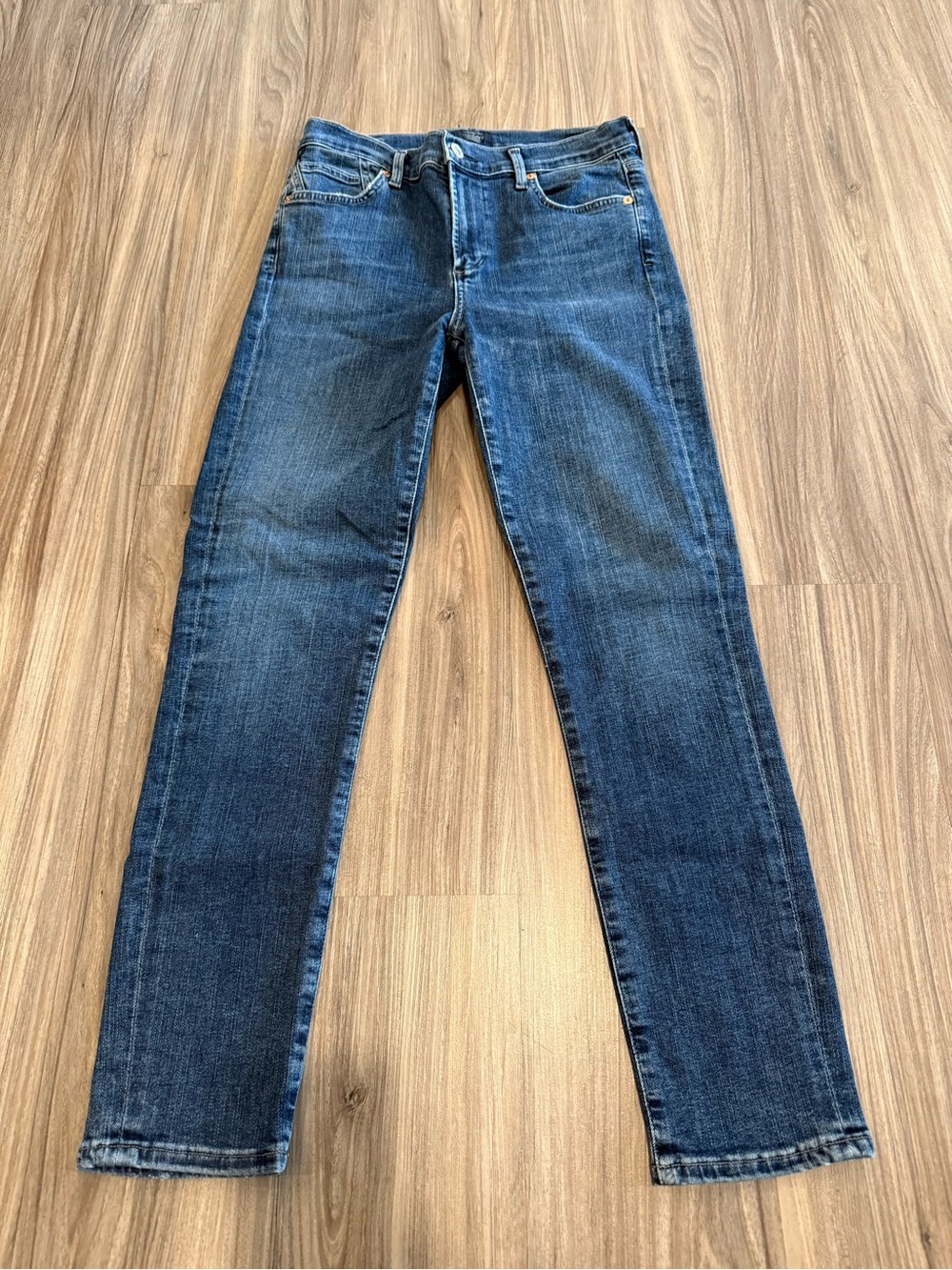 Citizens Of Humanity Dark Blue Rocket Cropped Mid Rise Skinny Jeans